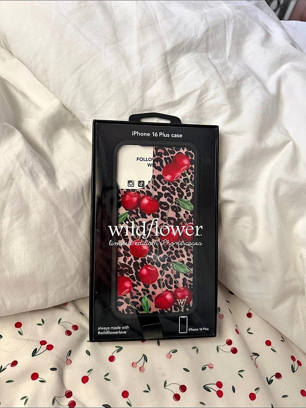 Wildflower iPhone 16 Plus case Ming Lee Leopard Cherries